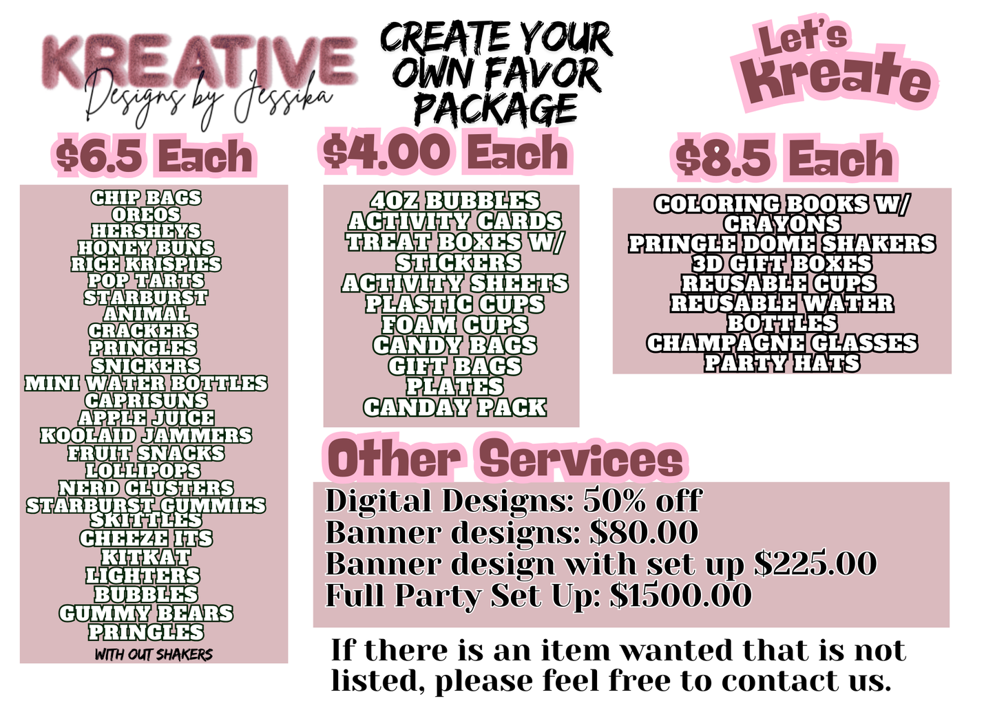 Custom Party Favors.